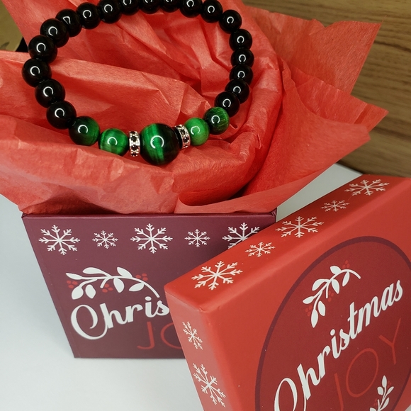 TIGER EYE BRACELET WITH BLACK ONYX BEADS FOR MEN AND WOMEN - Picture 8 of 11